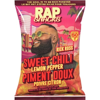 Rap Snacks Croustilles de pommes de terre aromatisées rick ross piment doux poivre citron 71 g, 3,23 $/100g