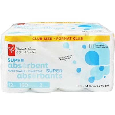 President's Choice Club Size Super Absorbent Paper Towels 12 ea, $2.08/1ea