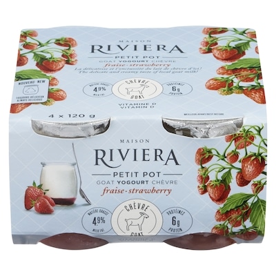 Riviera Petit Pot Goat Yogurt, Strawberry 4x120.0 g, $1.66/100g