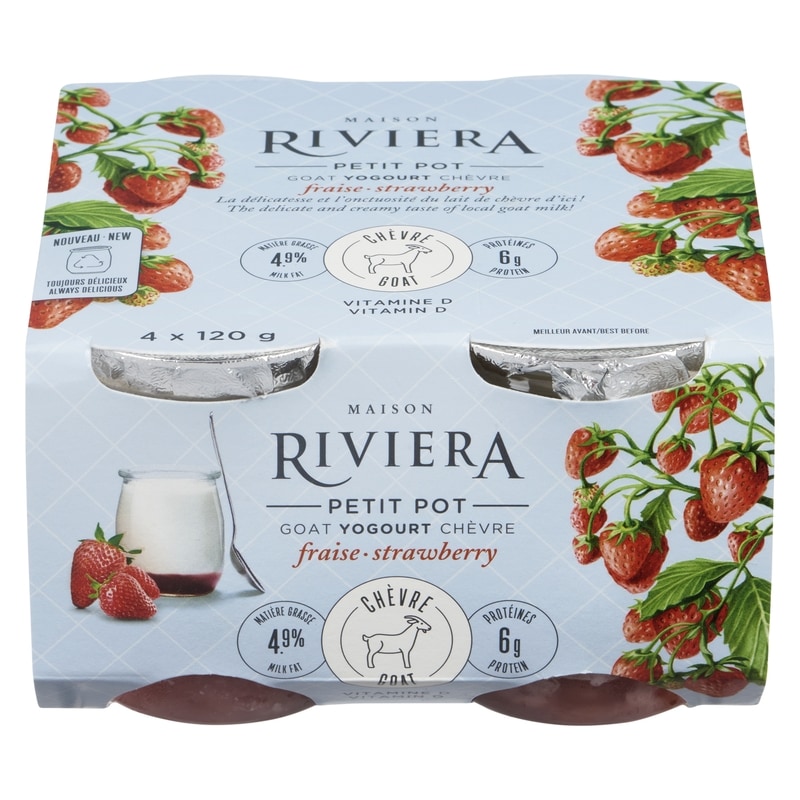 Riviera Petit Pot Goat Yogurt, Strawberry - 4x120.0 g | Loblaws