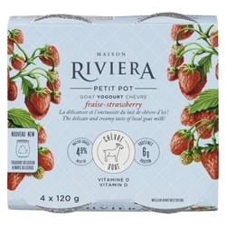 Riviera Petit Pot Goat Yogurt, Strawberry - 4x120.0 g | Loblaws
