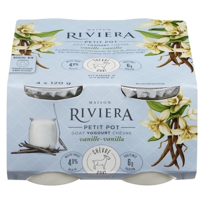 Riviera Petit Pot Goat Yogurt, Vanilla 4x120.0 g, $1.66/100g