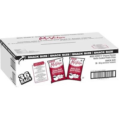 Miss Vickie’s Chip de pommes de terre, format snack, cas 36x55.0 g, 2,02 $/100g