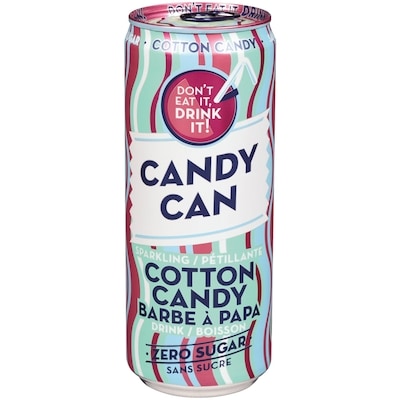 Candy Can Boisson pétillante, barbe à papa, sans sucre 330 ml, 0,76 $/100ml