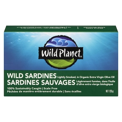 Wild Planet Wild Sardines Lightly Smoked, In Organic Extra Virgin Olive Oil 125 g, $3.59/100g