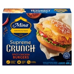 Mina Supreme Crunch Halal Spicy Chicken Burgers 600 g, $2.00/100g
