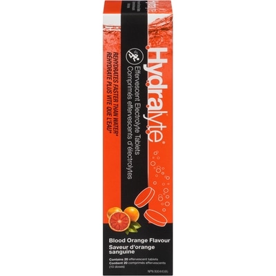 Hydralyte Comprimés effervescents d'électrolytes saveur d'orange sanguine 20 ea, 0,77 $/1ch