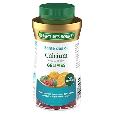 Nature’s Bounty Calcium avec D3 et zinc, gélifiés 60 ea, 0,42 $/1ch