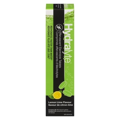 Hydralyte Effervescent Electrolyte Tablets Lemon Lime Flavour 20 ea, $0.77/1ea