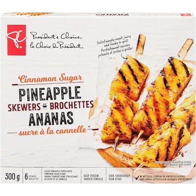 President's Choice Cinnamon Sugar Pineapple Skewers 300 g, $1.67/100g