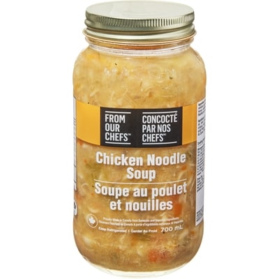 Concocté par nos chefs Soupe au poulet et aux nouilles 700 ml, 1,29 $/100ml