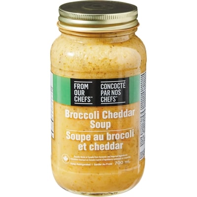 From Our Chefs Broccoli Cheddar Soup 700 ml, $1.29/100ml