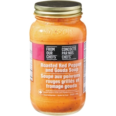 From Our Chefs Roasted Red Pepper & Gouda Soup 700 ml, $1.29/100ml