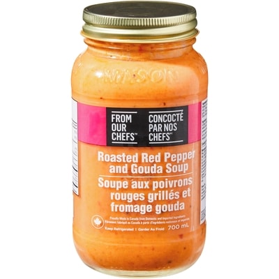 Concocté par nos chefs Soupe aux poivrons rouges rôtis et au gouda 700 ml, 1,29 $/100ml