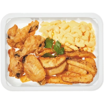 null Naked Wings with Mac & Cheese and Wedges 375 g, $2.13/100g