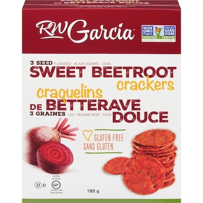 RW Garcia Craquelins de betterave douce 3 graines lin sésame noir chia 180 g, 37,72 $/100g