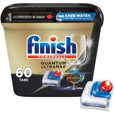 Finish Quantum UltraMAX Automatic Dishwasher Detergent, Fresh - Removes burnt-on stains & 24 h dried-on stains, no pre-rinse needed 60 ea, $0.47/1ea