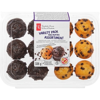 President's Choice Mini Muffins, Chocolate & Double Chocolate 336 g, $2.08/100g