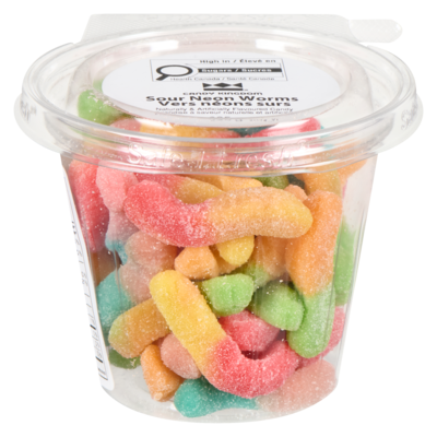 Johnvince Foods Naturally & Artificially Flavoured Candy Sour Neon Worms 225 g, $1.33/100g