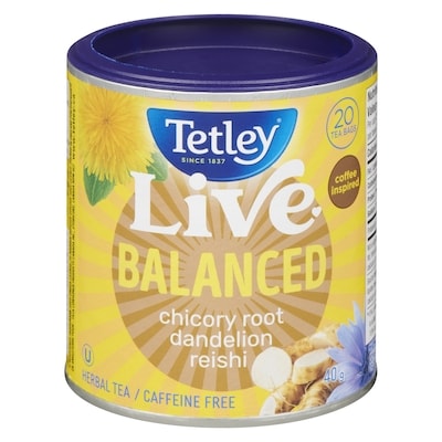 Tetley Herbal Tea Live Balanced Chicory Root Dandelion Reishi 20 ea, $0.25/1ea