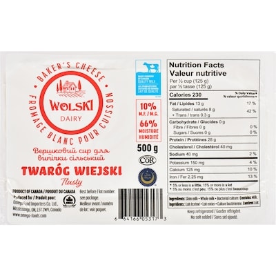 Wolski Baker's Cheese 10% M.F. 500 g, $1.90/100g