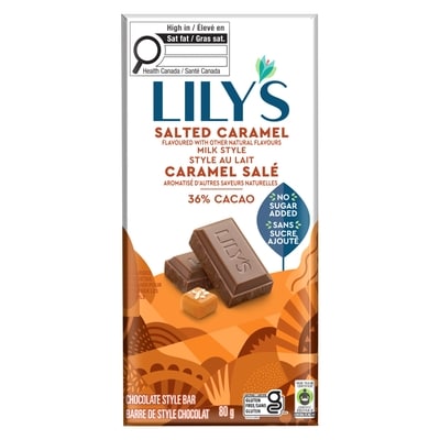 Lily's Sweet's Chocolate Style Bar Salted Caramel Milk Chocolate Style 80 g, $8.11/100g