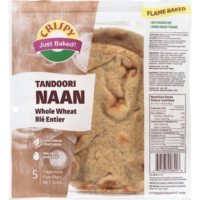 Crispy Flatbreads Tandoori Naan Whole Wheat 500 g, $0.46/100g