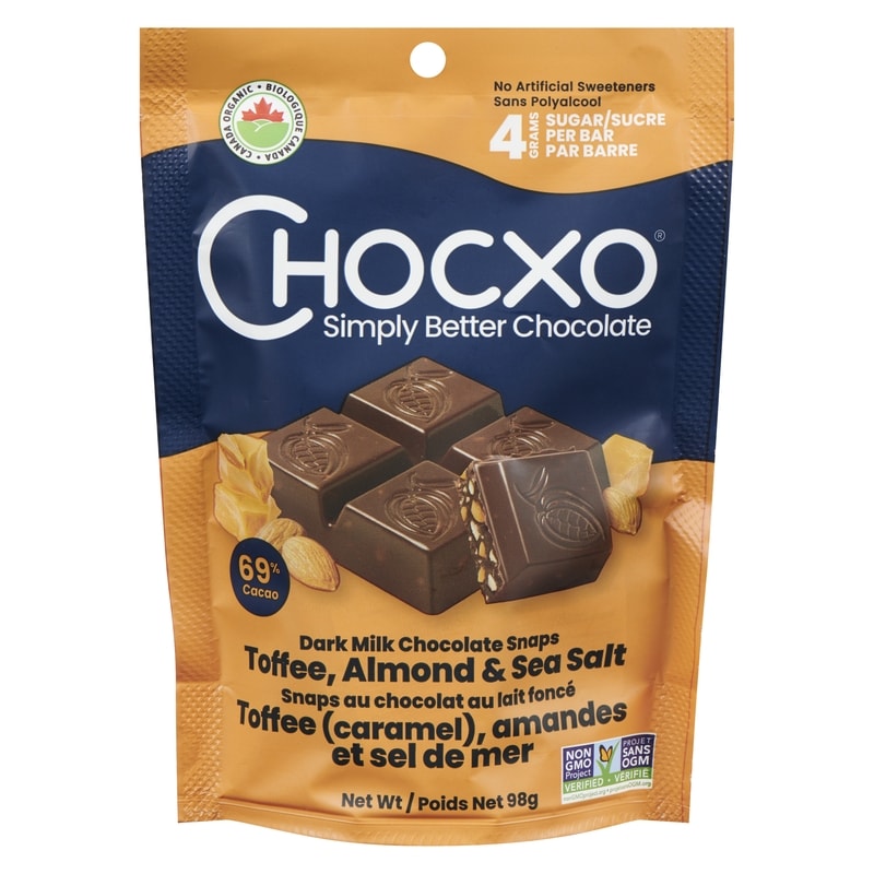 Organic Dark Milk Chocolate Toffee, Almond & Sea Salt Snaps