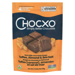ChocXO Chocolat au lait foncé, biologique toffee caramel amandes et sel de mer 98 g, 6,12 $/100g