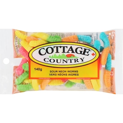 Cottage Country Sour Neon Worms 140 g, $2.68/100g