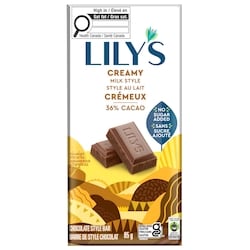 Lily's Sweet's Chocolate Style Bar Creamy Milk Chocolate Style 85 g, $6.22/100g