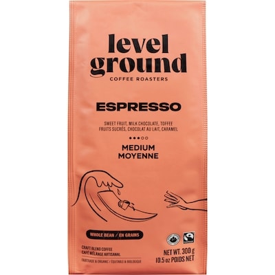 Level Ground Café mélange artisanal espresso moyenne en grains 300 g, 6,33 $/100g
