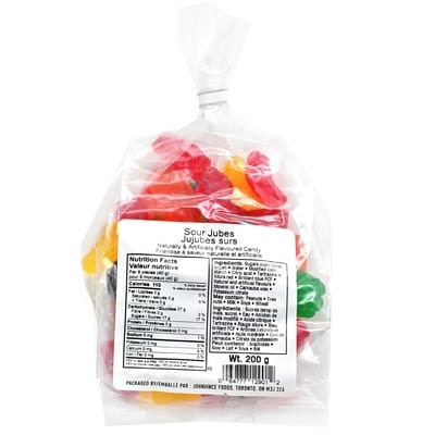 Johnvince Foods Sour Ju Jubes Candy $10.00/1kg $4.54/1lb