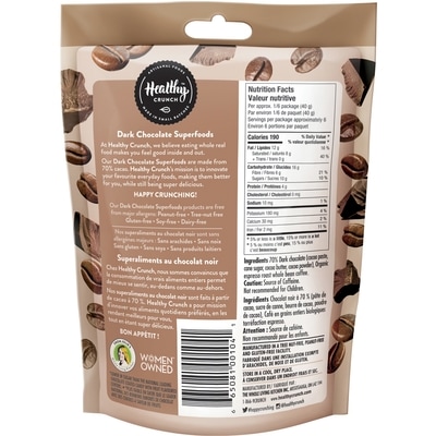 Superaliments au chocolat noir en grains de café expresso biologique