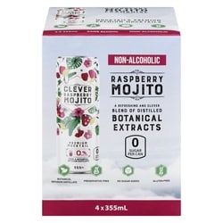 Clever Mocktails Raspberry Mojito Non-Alcoholic 4x355.0 ml, $0.49/100ml