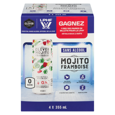 Clever Mocktails Mojito framboise sans alcool 4x355.0 ml, 0,70 $/100ml