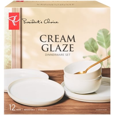 President's Choice Cream Glaze Dinnerware Set - 12 Pieces 1 ea, $45.00/1ea