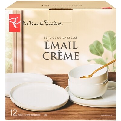 le Choix du Président Service de vaisselle Émail crème – 12 pièces 1 ea, 65,00 $/1ch