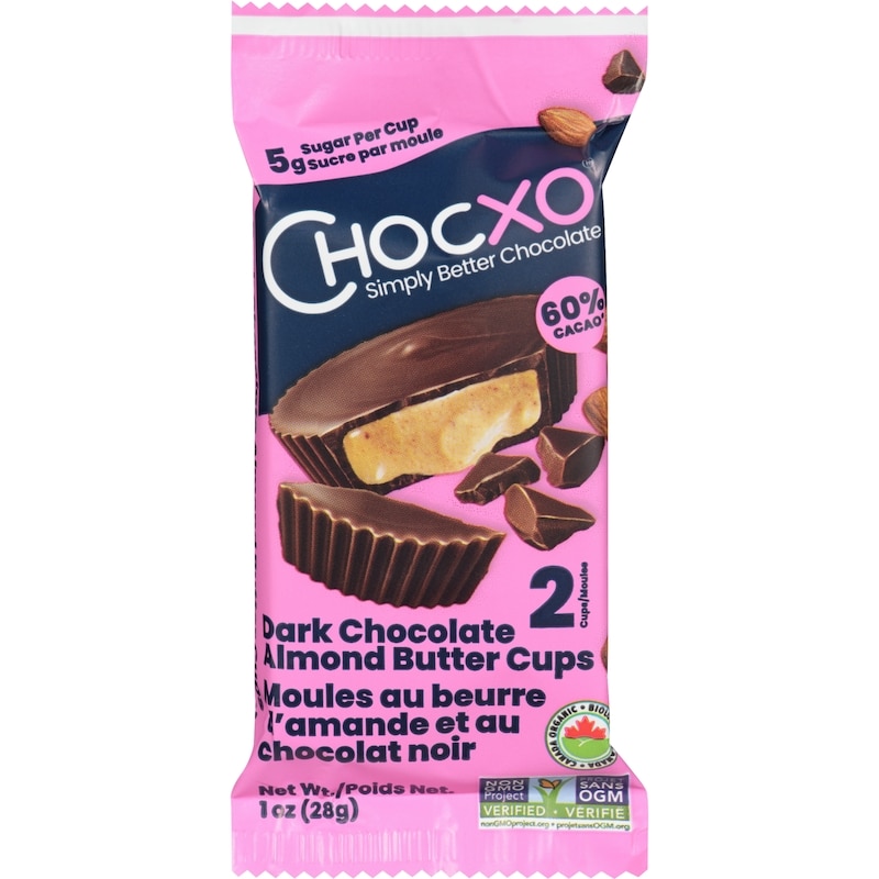 ChocXO Dark Chocolate Almond Butter Cups 60% Cacao - 28 g | Real
