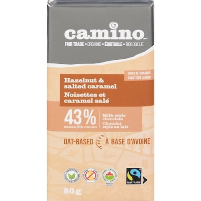 Camino Milk-Style Chocolate Hazelnut & Salted Caramel 43 % Cacao 80 g, $9.99/100g
