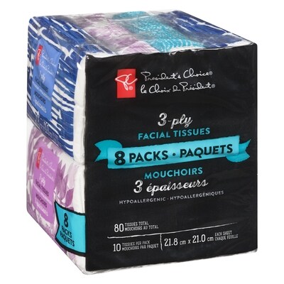 Mouchoirs 3 épaisseurs 8 paquets