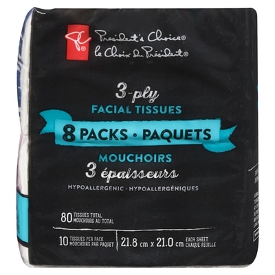 Mouchoirs 3 épaisseurs 8 paquets