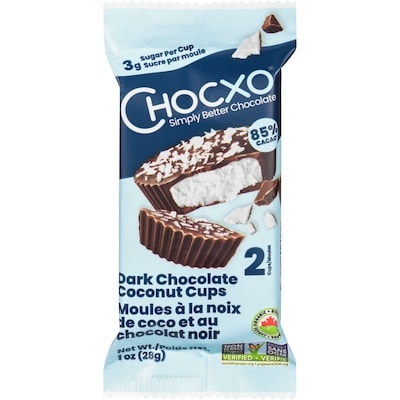 ChocXO Dark Chocolate Coconut Cups 85% Cacao 28 g, $8.18/100g