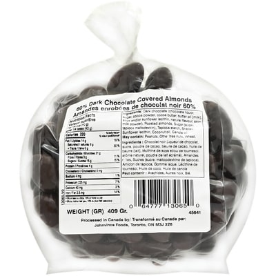 Johnvince Foods Dark Chocolate 60% Almonds $20.00/1kg $9.07/1lb