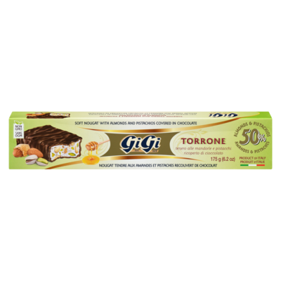 Gigi Brand Soft Nougat With Almonds And Pistachios Covered In Dark Chocolate 175 g, $3.42/100g