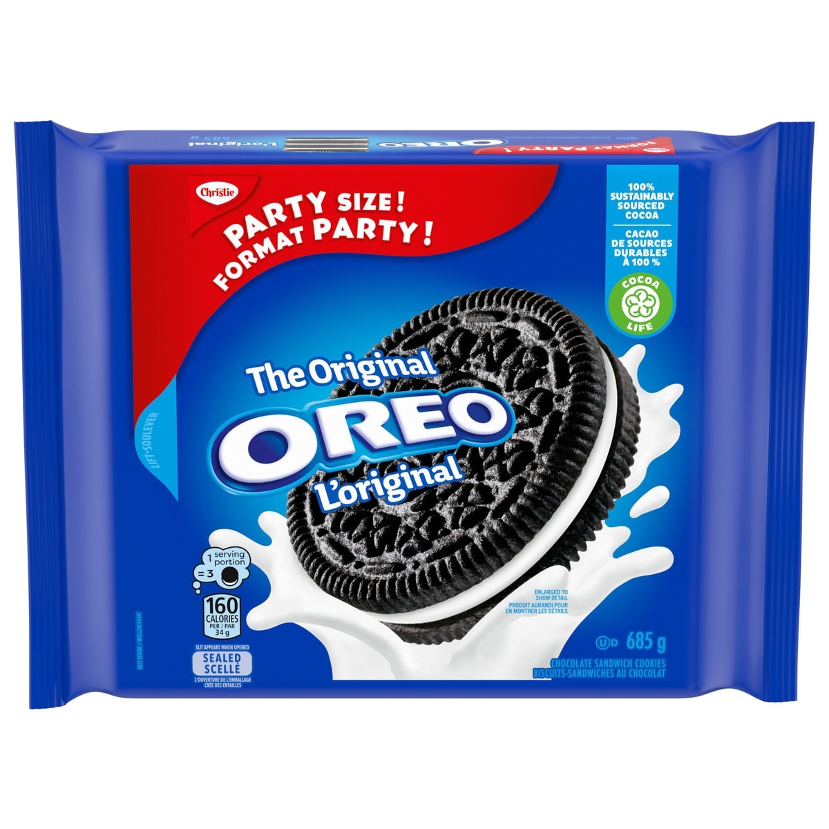 Christie OREO, Original Chocolate Sandwich Cookies, PARTY SIZE 685 g, $1.31/100g