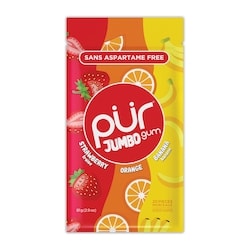 Pur Gum Jumbo Aspartame Free Natural Strawberry, Banana, Orange Flavour Gum 81 g, $6.53/100g