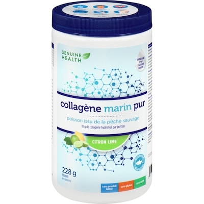 Genuine Health Collagène marin pur poudre citron lime 228 g, 17,10 $/100g