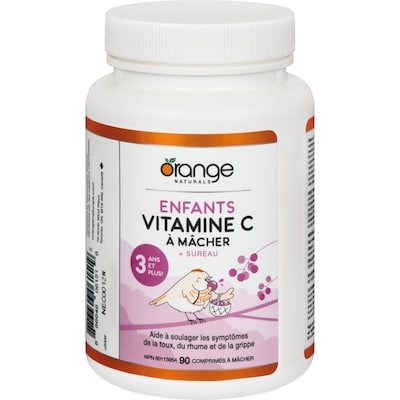 Orange Naturals Enfants vitamine c à mâcher + sureau 3 ans et plus 90 ea, 0,38 $/1ch