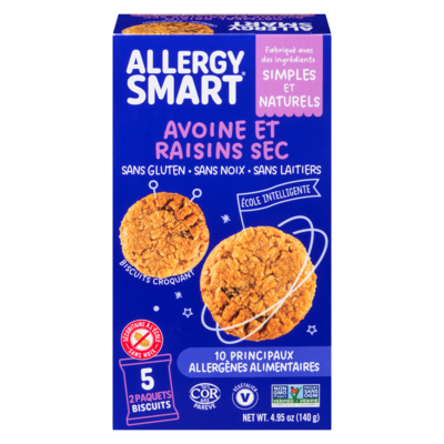 Allergy Smart Avoine et raisins sec biscuits 140 g, 3,21 $/100g